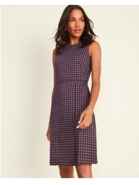 Ann Taylor Sleeveless Purple Geometric Midi Dress